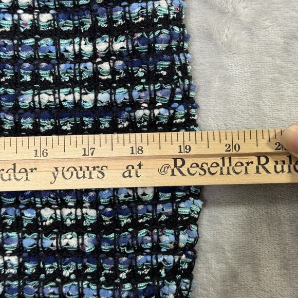 St John Skirt Womens 8 Blue Black Tweed Boucle Knit Wool Blend Classic Stretch - Picture 12 of 14